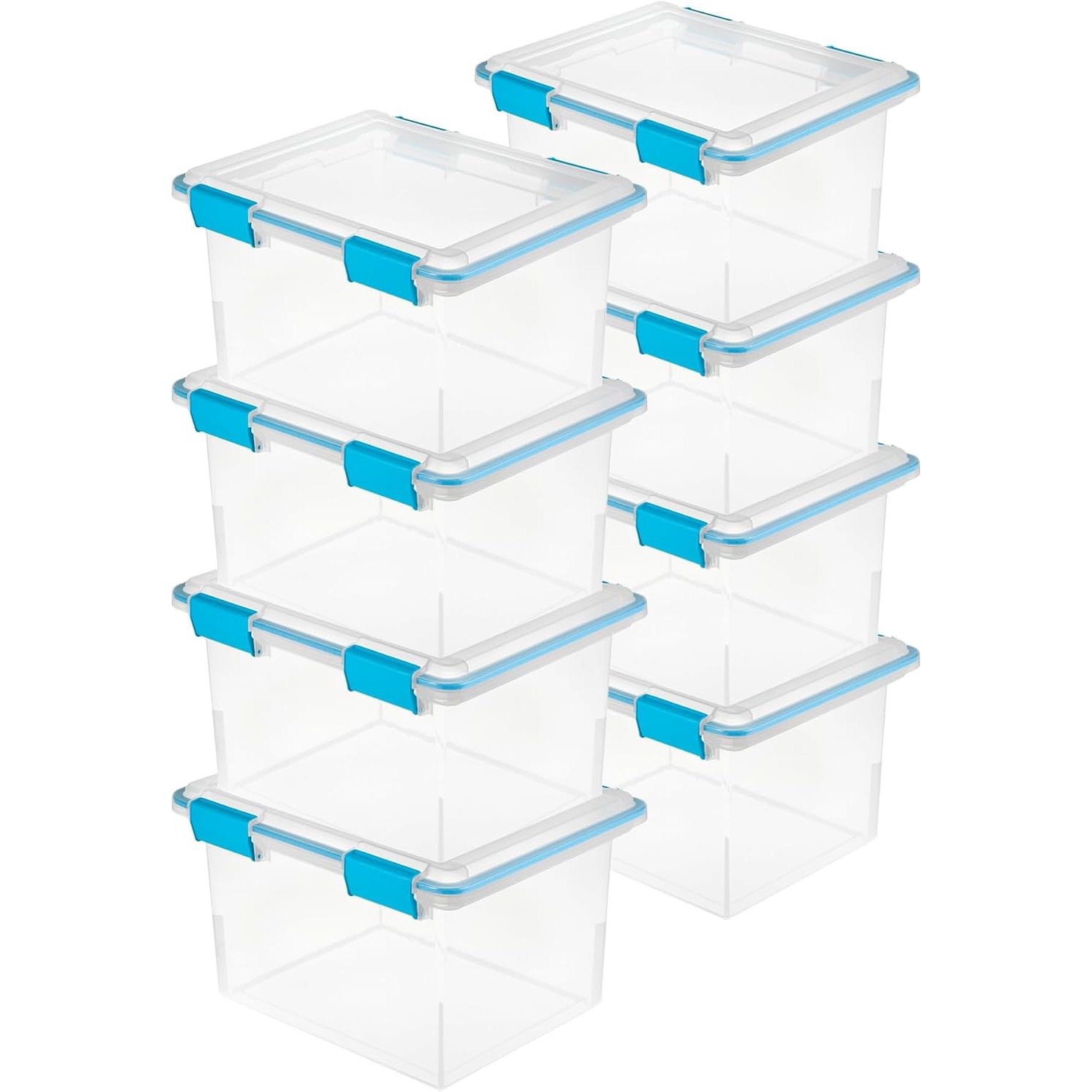 Office Storage Cabinet - กล่องเก็บของพร้อมฝาปิดสำหรับบ้านและสำนักงาน, ความจุ 32 ควอร์ต, แพ็ค 8