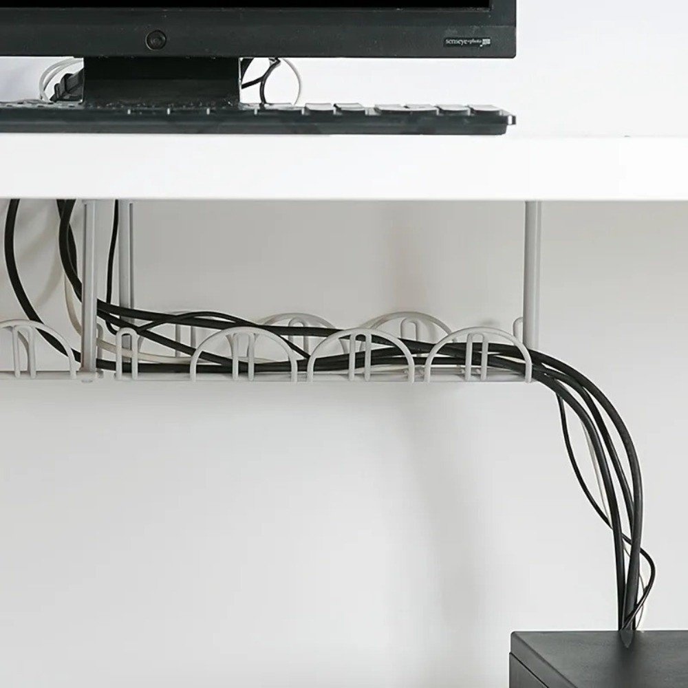 Cable Tray Under Desk - ถาดจัดเก็บสายเคเบิลใต้โต๊ะ ออแกไนเซอร์อเนกประสงค์ ที่วางสายไฟสำหรับจอคอมพิวเตอร์ ที่เก็บสายไฟ ชั้นวางของพลาสติก