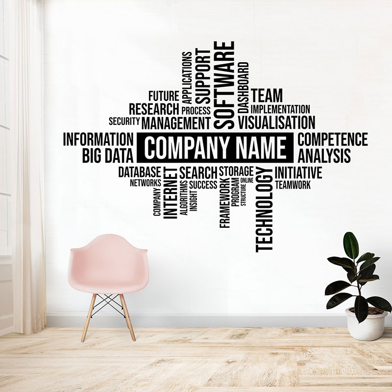 Office Furniture Names - สติ๊กเกอร์ติดผนังชื่อธุรกิจแบบกำหนดเอง, ของตกแต่งผนังไวนิลสำหรับสำนักงาน, ป้ายตัวอักษรแบบกำหนดเองสำหรับสถานที่ทำงาน, สติ๊กเกอร์ชื่อบริษัท Q151