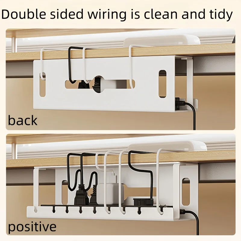 Cable Tray Under Desk - ใต้โต๊ะ การจัดการสายเคเบิล ถาดวางสายเคเบิลใต้มีแคลมป์ ที่วางสายไฟแบบแคลมป์ ไม่ต้องเจาะ ถาดวางสายเคเบิลอุปกรณ์กว้างขวางทนทาน