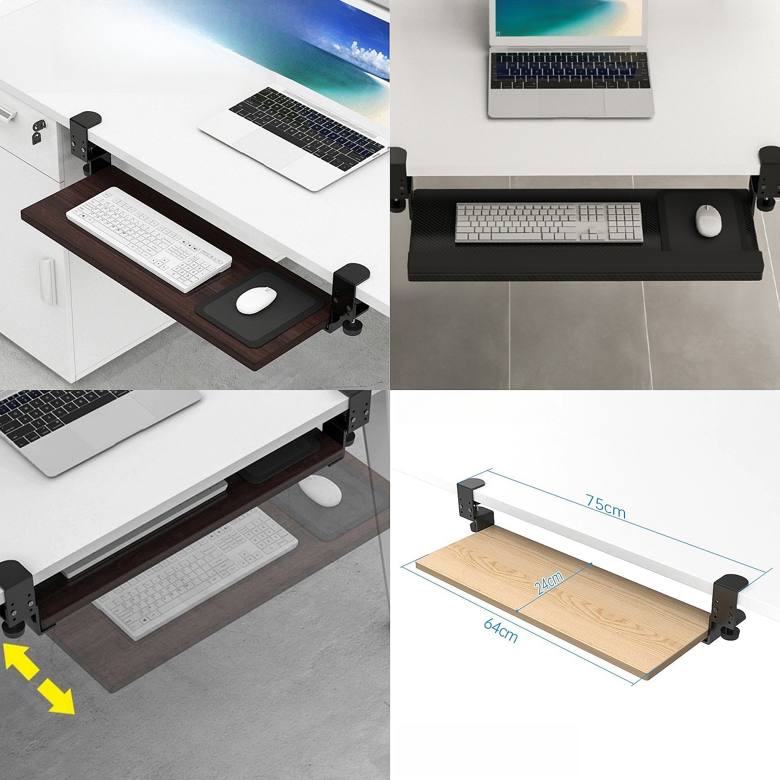 Keyboard Drawer Under - ที่วางคีย์บอร์ดใต้โต๊ะ แบบเลื่อนได้ ใต้โต๊ะทำงาน ลิ้นชักวางของ ที่วางมือ ขยายพื้นที่