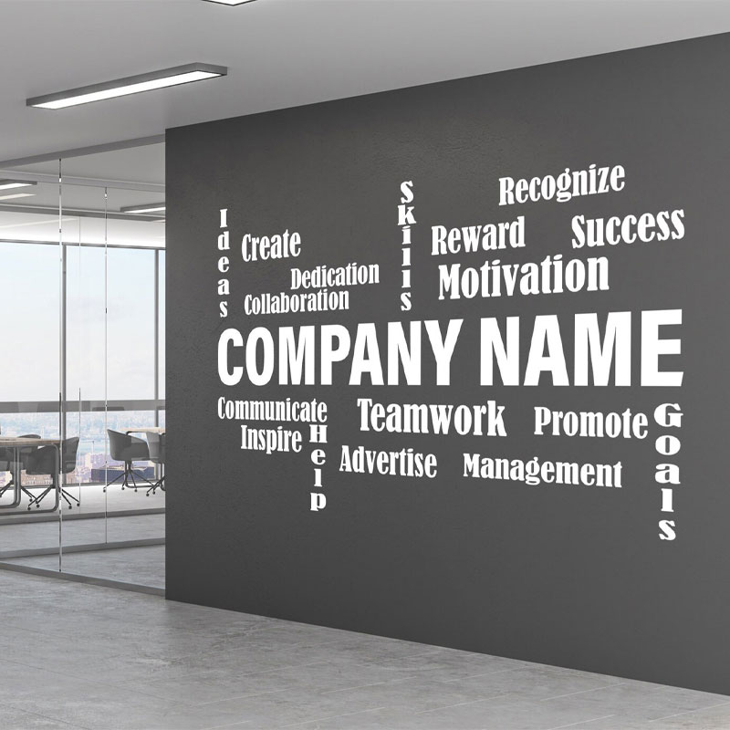Office Furniture Names - สติ๊กเกอร์ติดผนังไวนิลตกแต่งภายในสำนักงาน ปรับแต่งชื่อบริษัทได้ สร้างแรงบันดาลใจ ป้ายตัวอักษรสำหรับสถานที่ทำงาน ธุรกิจ รุ่น