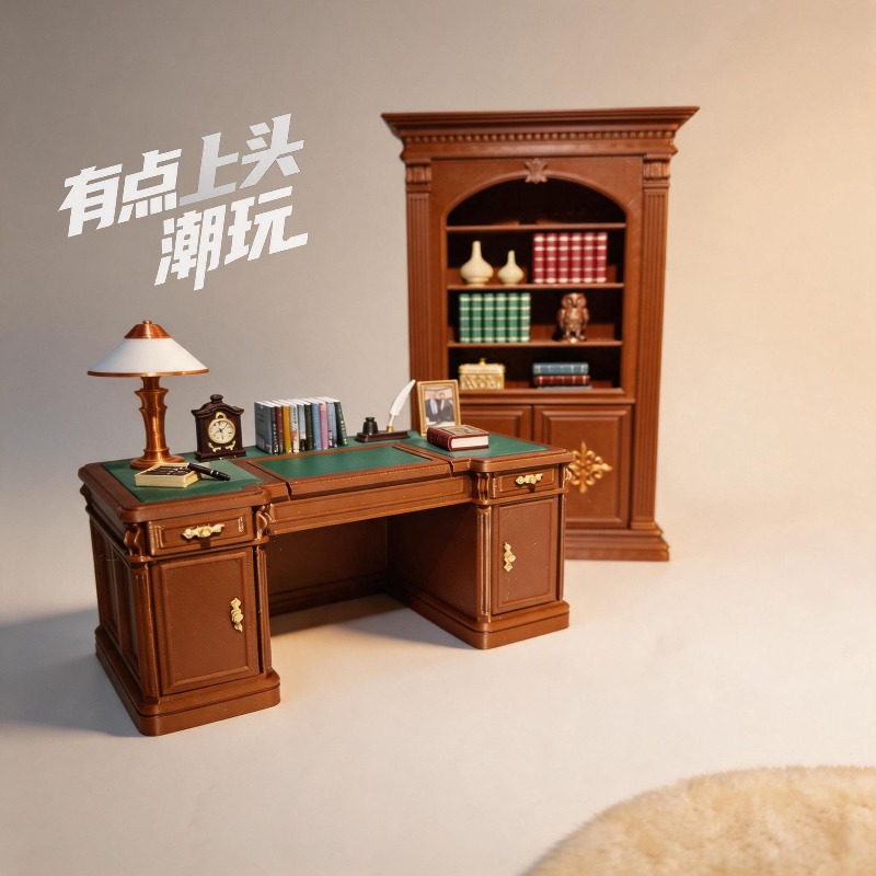 Office Furniture Equipment - ชุดเก้าอี้สำนักงานสไตล์อเมริกันโบราณขนาด 1/12 ของแท้ ชุดโมเดลตกแต่งสมจริงสำหรับบ้าน/สำนักงาน ของสะสม