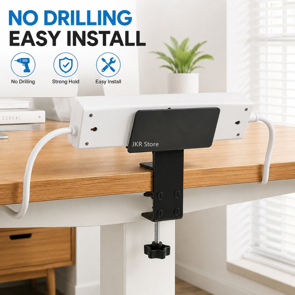 Cable Tray Under Desk - ถาดจัดระเบียบสายไฟใต้โต๊ะ ที่ยึดปลั๊กไฟแบบไม่ต้องเจาะ ชั้นวางจัดการสายไฟสำหรับจัดเก็บในบ้านและสำนักงาน