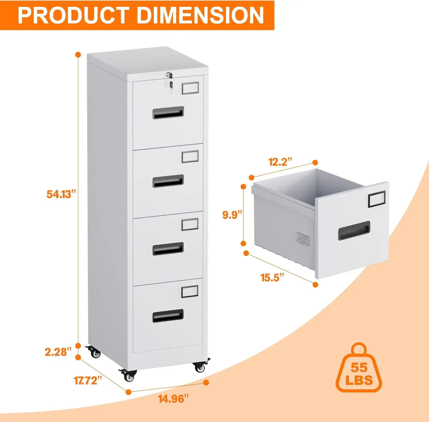 ตู้เก็บเอกสาร 4 ลิ้นชักพร้อมล้ - Office Furniture Names บทวิจารณ์และราคา
